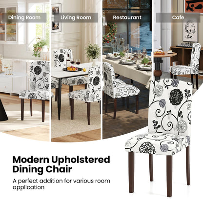 Goflame Upholstered Dining Chairs Set of 2/4 Button Tufted Fabric Upholstered Parson Chairs