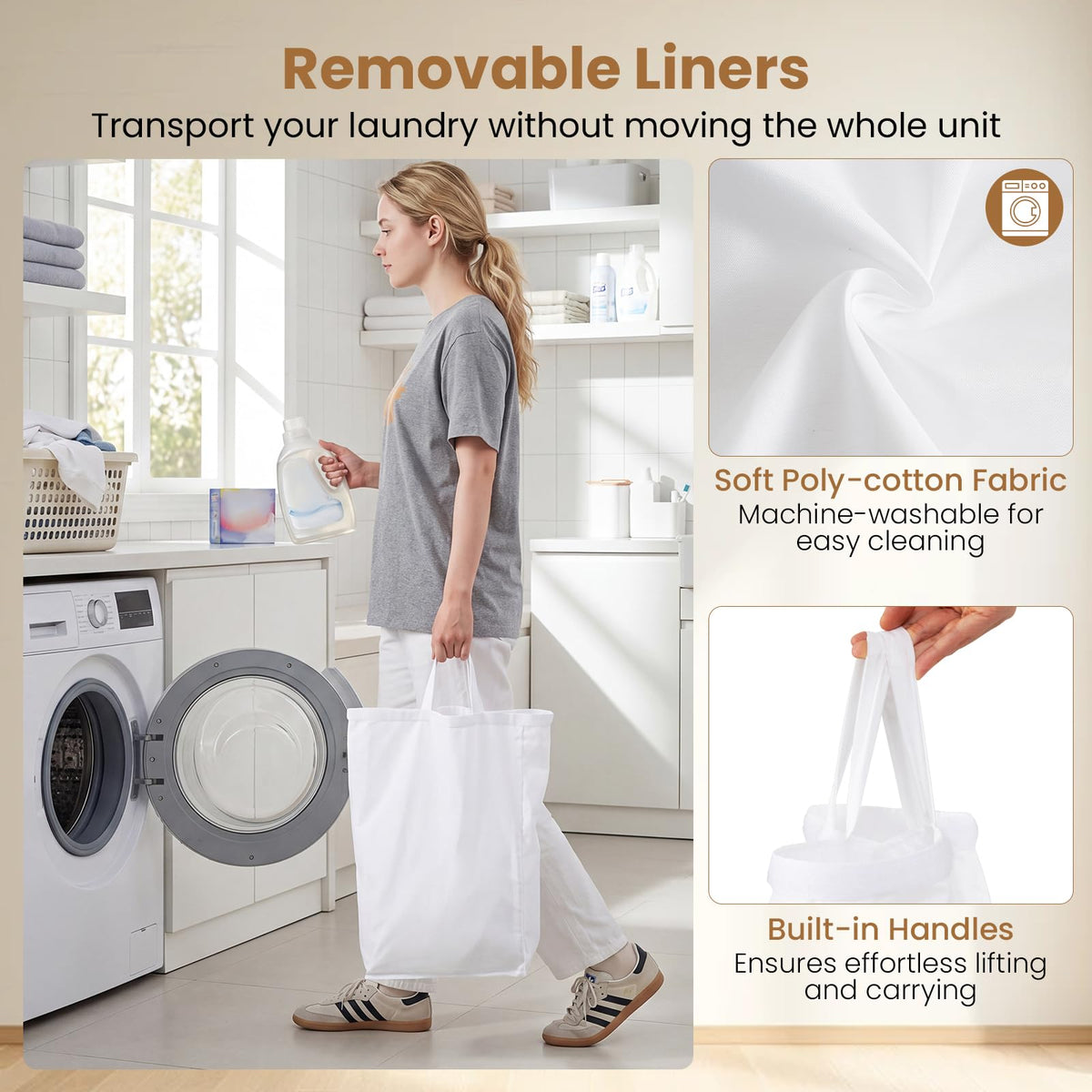 Goflame Laundry Hamper Sorter 3 Section with Lid