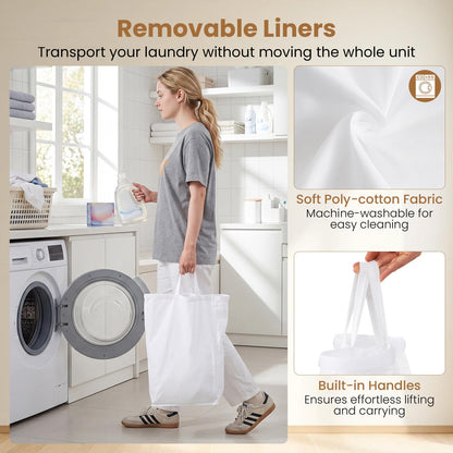 Goflame Laundry Hamper Sorter 3 Section with Lid