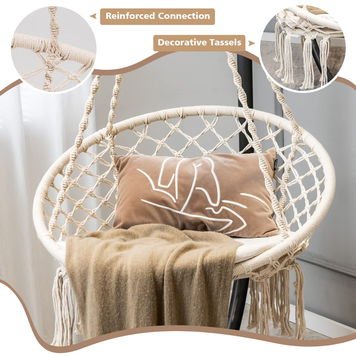 Hammock Chair Macrame Swing - Goflame