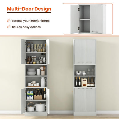 Goflame Kitchen Pantry Cabinet, 75” Tall Freestanding Cupboard with Doors & Shelves