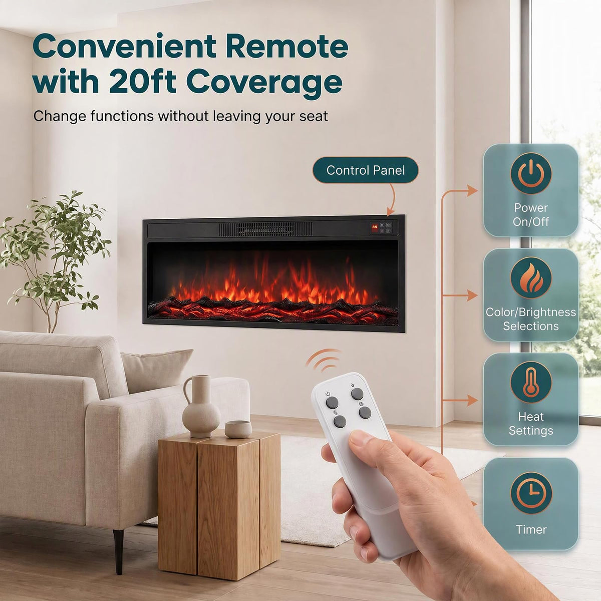 GOFLAME 36"/40" Recessed Electric Fireplace Insert
