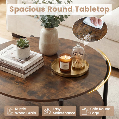 Goflame 33.5" Small Center Table with Open Storage Shelf and Heavy-Duty Metal Frame