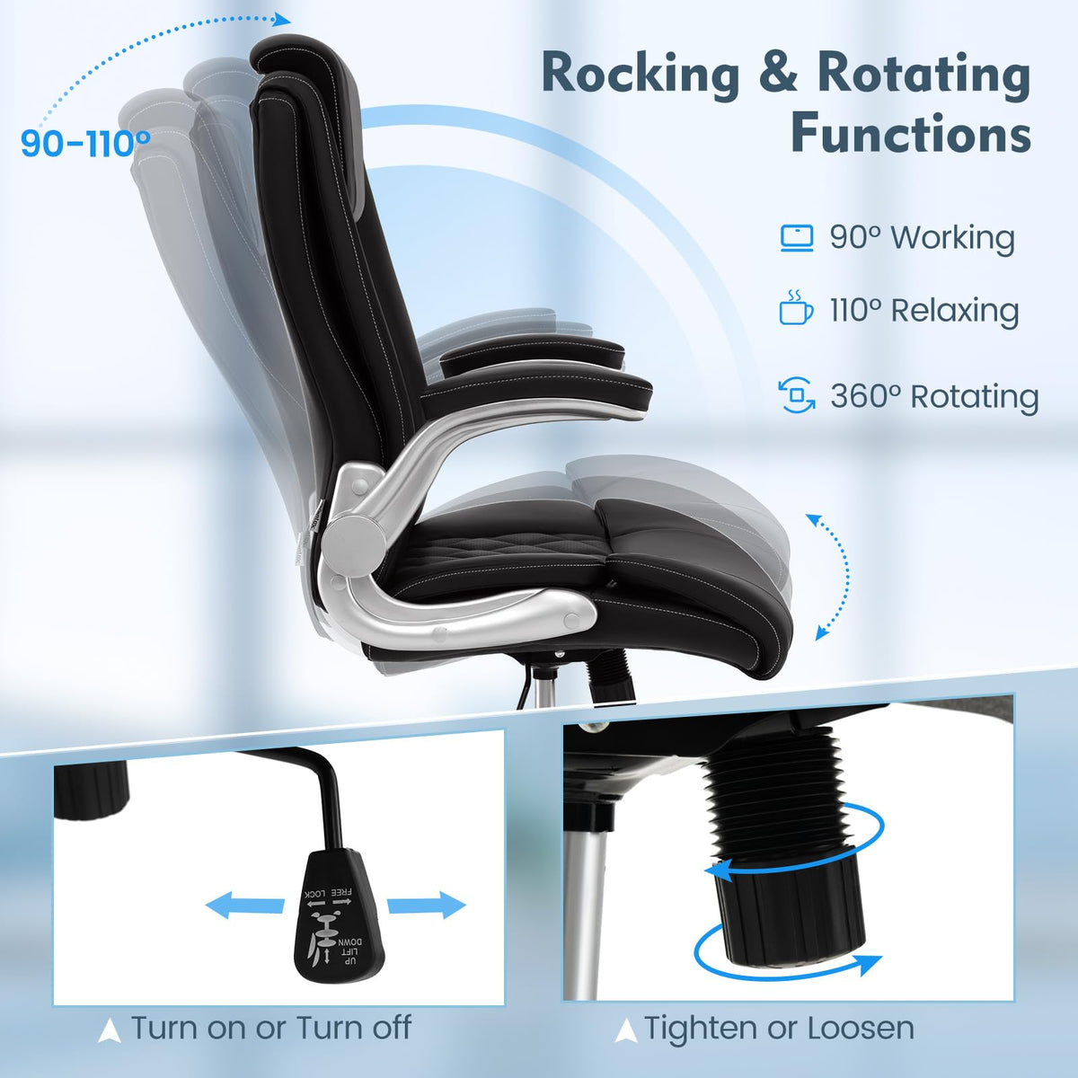 Goflame Executive Office Chair, Ergonomic PU Leather Desk Chair