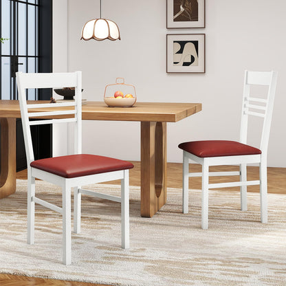 Goflame Wooden Dining Chairs Set of 2/4 Armless Kitchen Chairs w/Slat Backrest