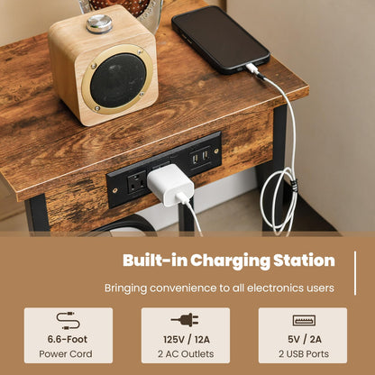 Goflame Nightstand Set of 2 with Charging Station