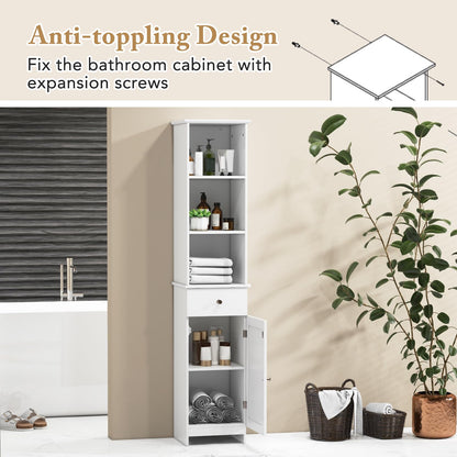 Goflame Narrow Floor Storage Cabinet with Adjustable Shelves