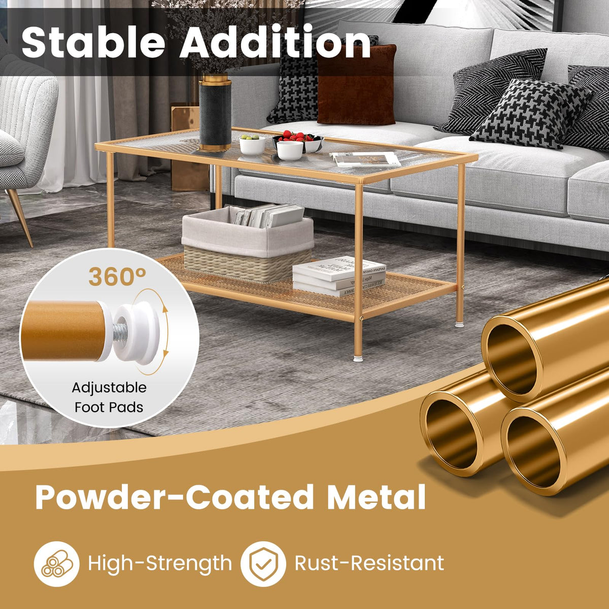 Goflame 2-Tier Modern Coffee Table