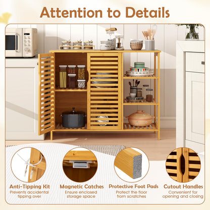Goflame Bamboo Bathroom Storage Cabinet 2-Door Storage Organizer with Shelves