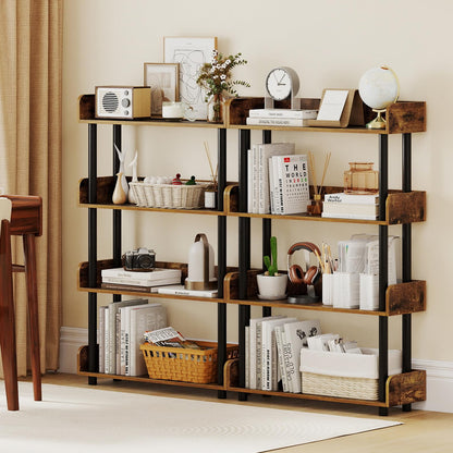 Goflame 4-Tier Freestanding Bookcase with Anti-Tipping Kit | 4 Shelf Bookcase for Living Room Bedroom Study
