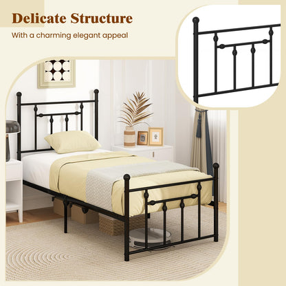 Goflame Twin Bed Frames with Headboard and Footboard, Victorian Style Twin Platform Bed