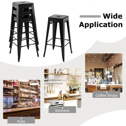 Goflame Metal Backless Bar Stools Set of 4, 30" Bar Height Modern Industrial Barstools w/Cut-out Handle