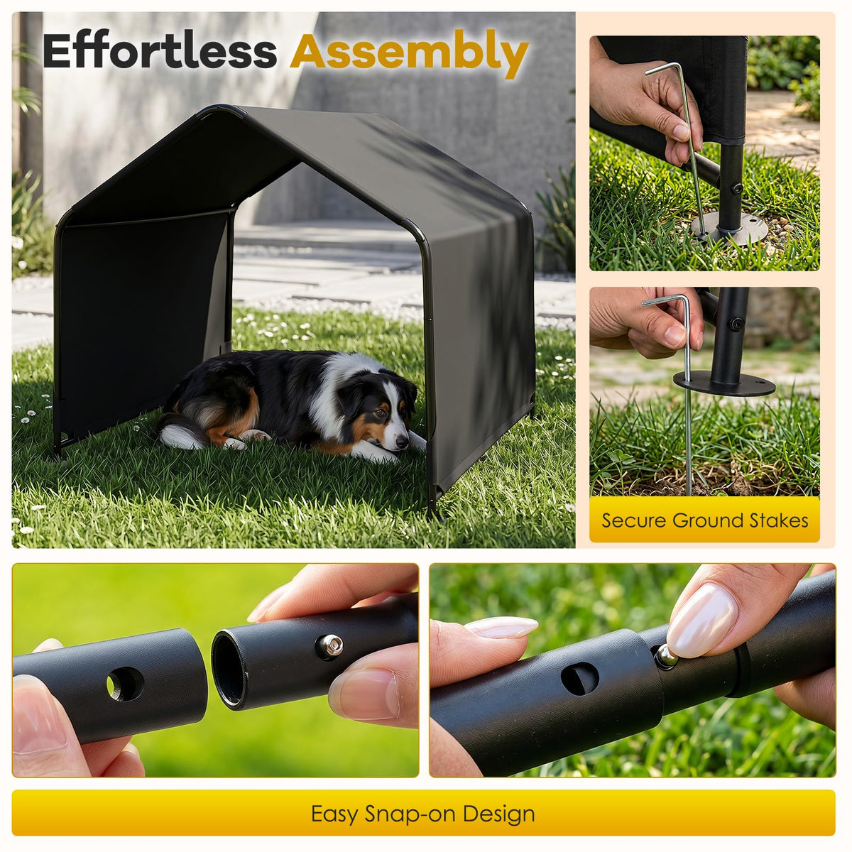 Goflame Outdoor Dog Shade Shelter with Waterproof Canopy