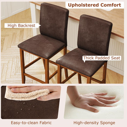 Goflame 26" Bar Stools Set of 2/4 Upholstered Counter Height Bar Chairs with Solid Rubber Wood Legs