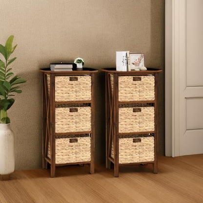 Goflame Wooden X-Design Side Table End Table