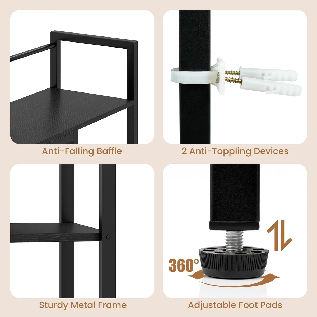 Goflame 4-Tier Desktop Bookshelf | 38.5" Dorm Desk Hutch for 27" Monitor