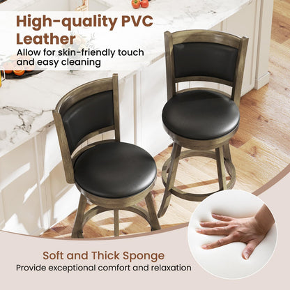 Goflame Accent Wooden Swivel Back Counter Height Bar Stool, Fabric Upholstered Design
