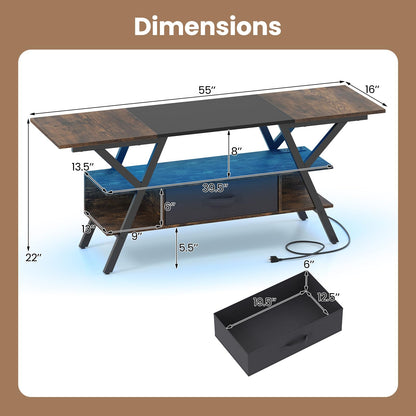 Goflame TV Stand with Power Outlets for 55-65 Inch TV