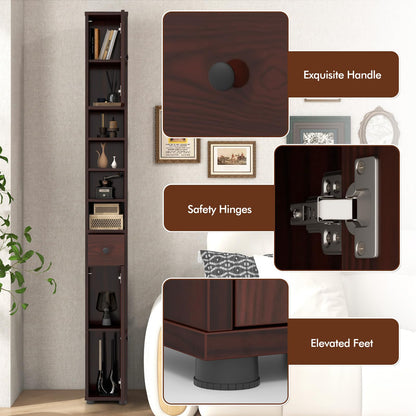 Goflame Slim Bathroom Storage Cabinet - 71" Tall Narrow Floor Cabinet Cupboard with 2 Doors