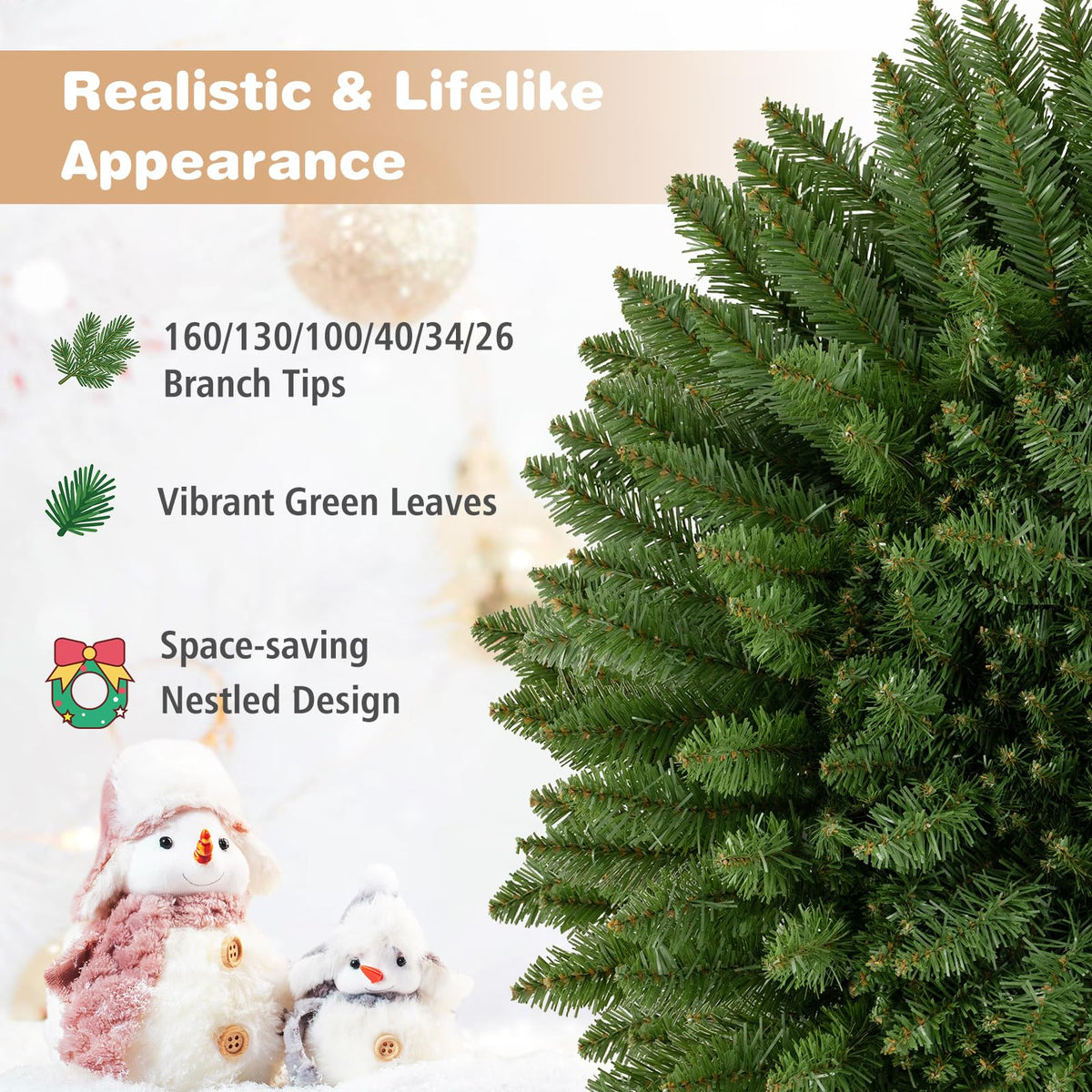 GOFLAME Nesting Christmas Wreaths Set of 6