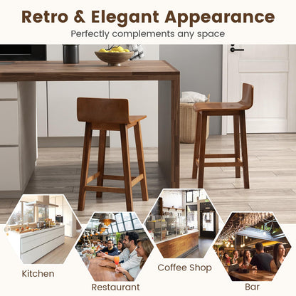Goflame 2 or 4 Bar Stools Set with Low Back & Footrest
