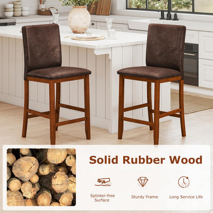Goflame 26" Bar Stools Set of 2/4 Upholstered Counter Height Bar Chairs with Solid Rubber Wood Legs