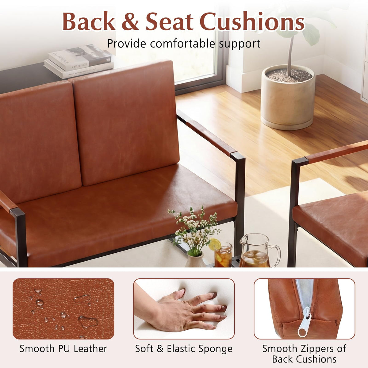 Goflame Modern Loveseat Sofa 2 Seater Small Couch