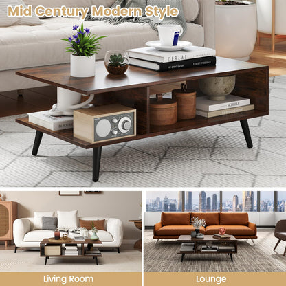 Goflame Coffee Table with Storage for Living Room