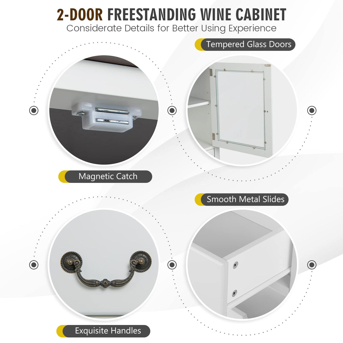 Goflame Buffet Wine Cabinet with Storage - Standing Sideboard