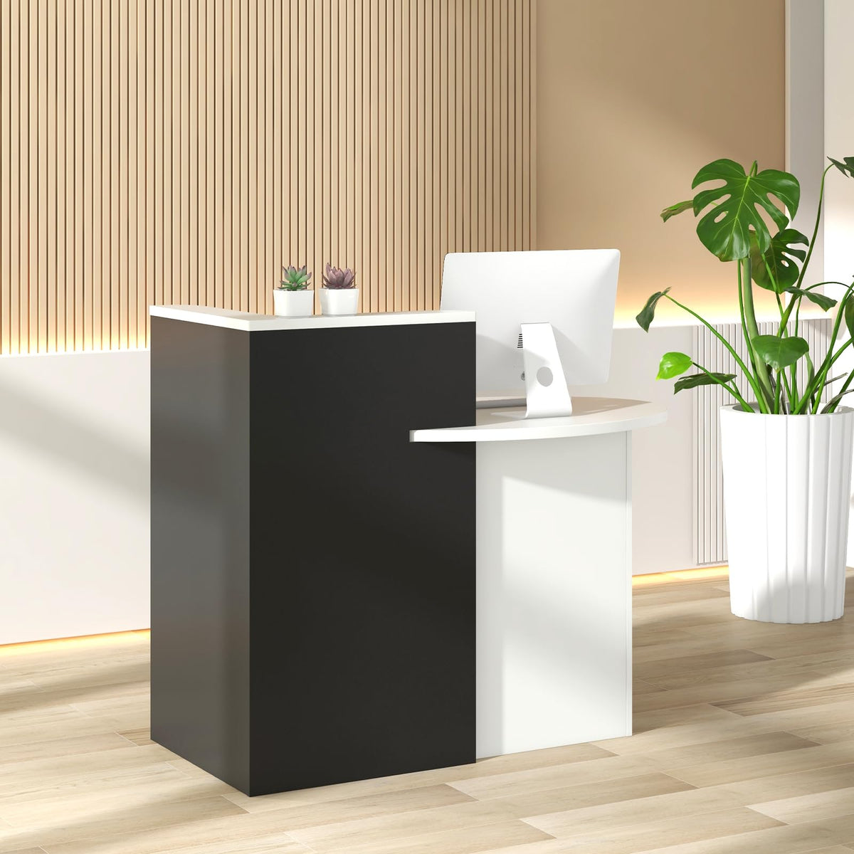 Goflame Front Counter Desk with Lockable Drawer