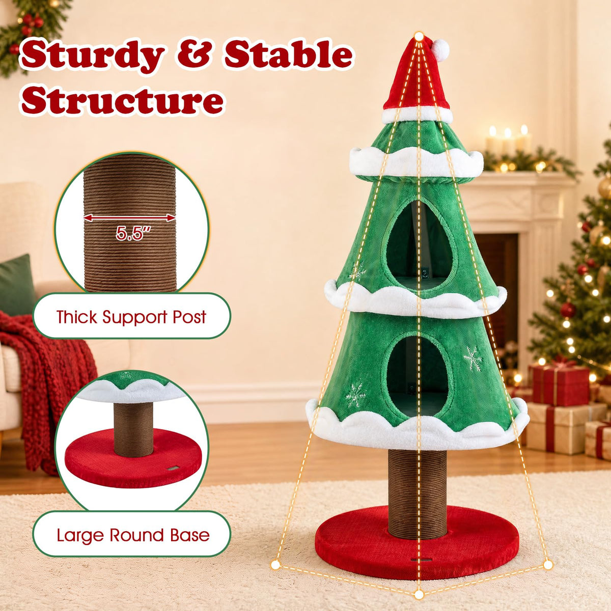 51"/130 CM Christmas Cat Tree for Indoor Cats