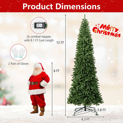 Goflame 12 FT Pre-Lit Artificial Christmas Tree with Quick Power Connector