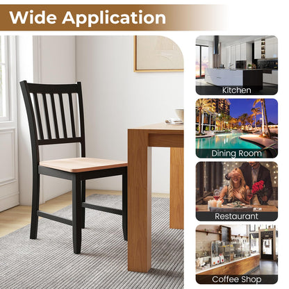 Goflame Wooden Dining Chairs Set of 4, Farmhouse Kitchen Chair with Rubber Wood Legs