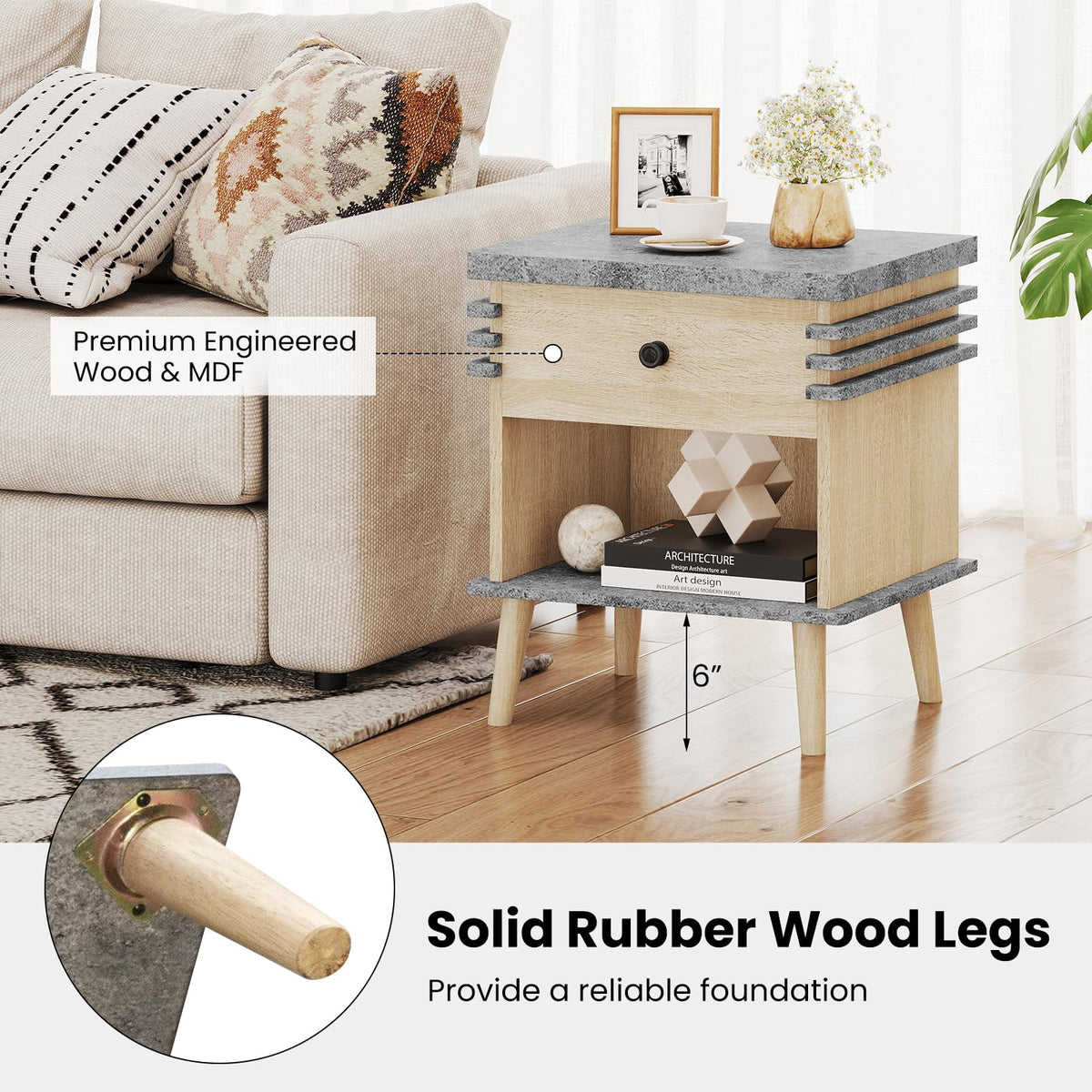 Goflame Modern Nightstand Set of 1/2