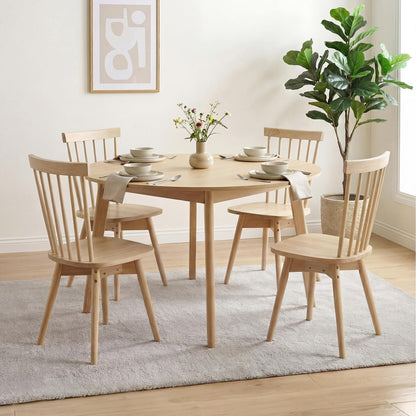 Goflame Windsor Mid Century Rubber Wood Kitchen Chairs with Swivel Seat & Spindle Back (2/4)