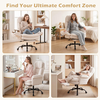 Goflame Criss Cross Legged Reclining Desk Chair with 5-Level Adjustable Armrests