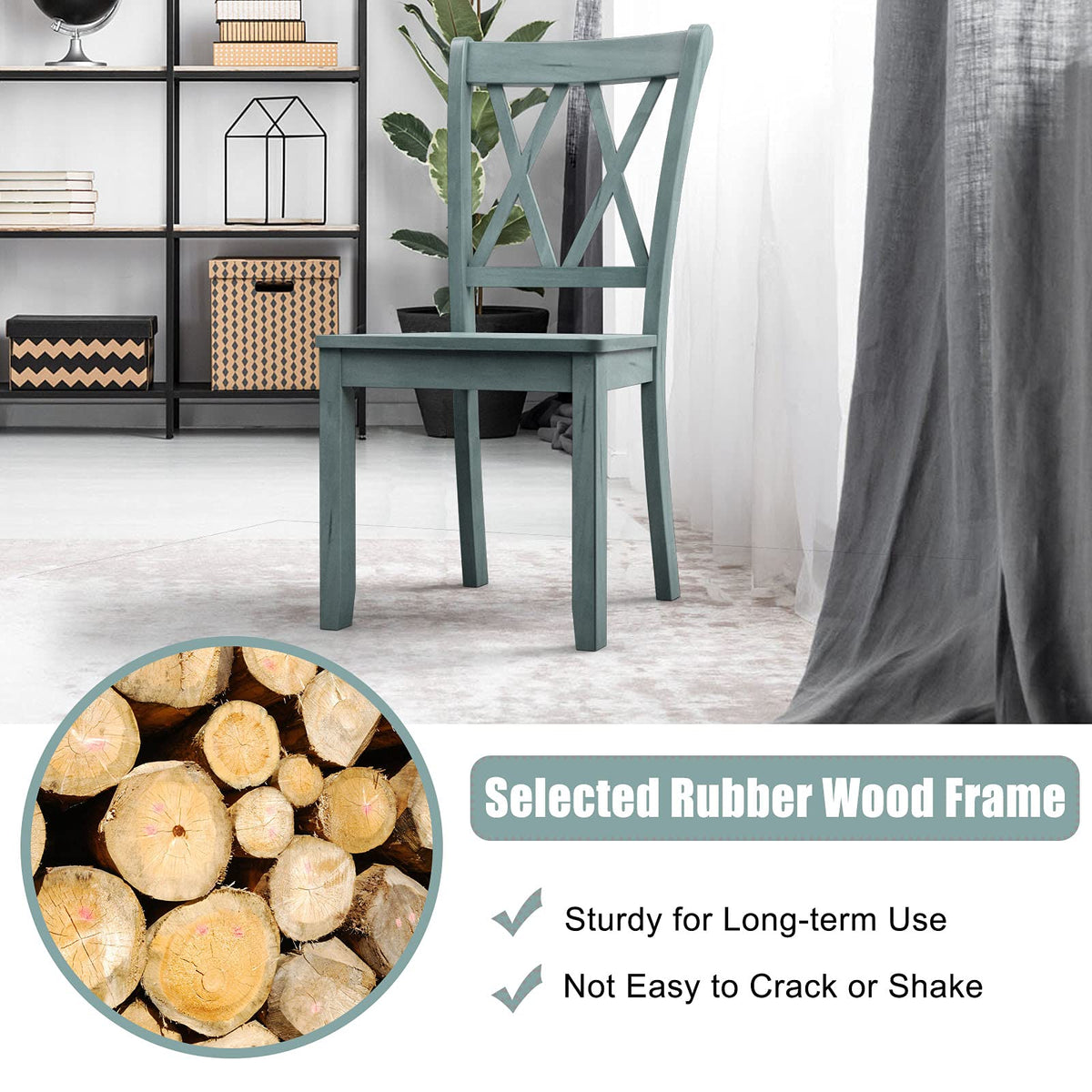 Goflame Rubber Wood Dining Room Side Chair