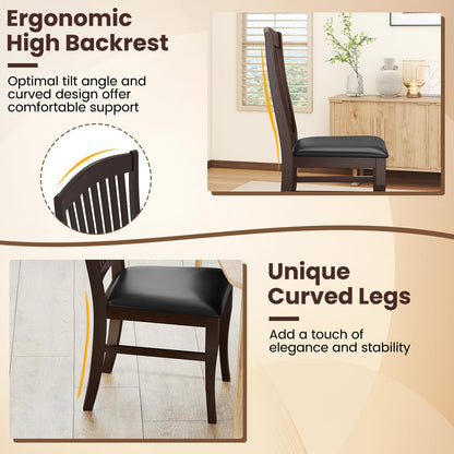Goflame Set of 2/4 Wooden PU Leather Upholstered Dining Chairs