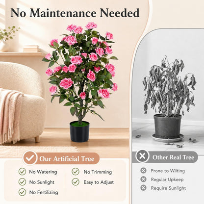GOFLAME 35.5" Artificial Rose Tree with Pot for Outdoor(1/2)