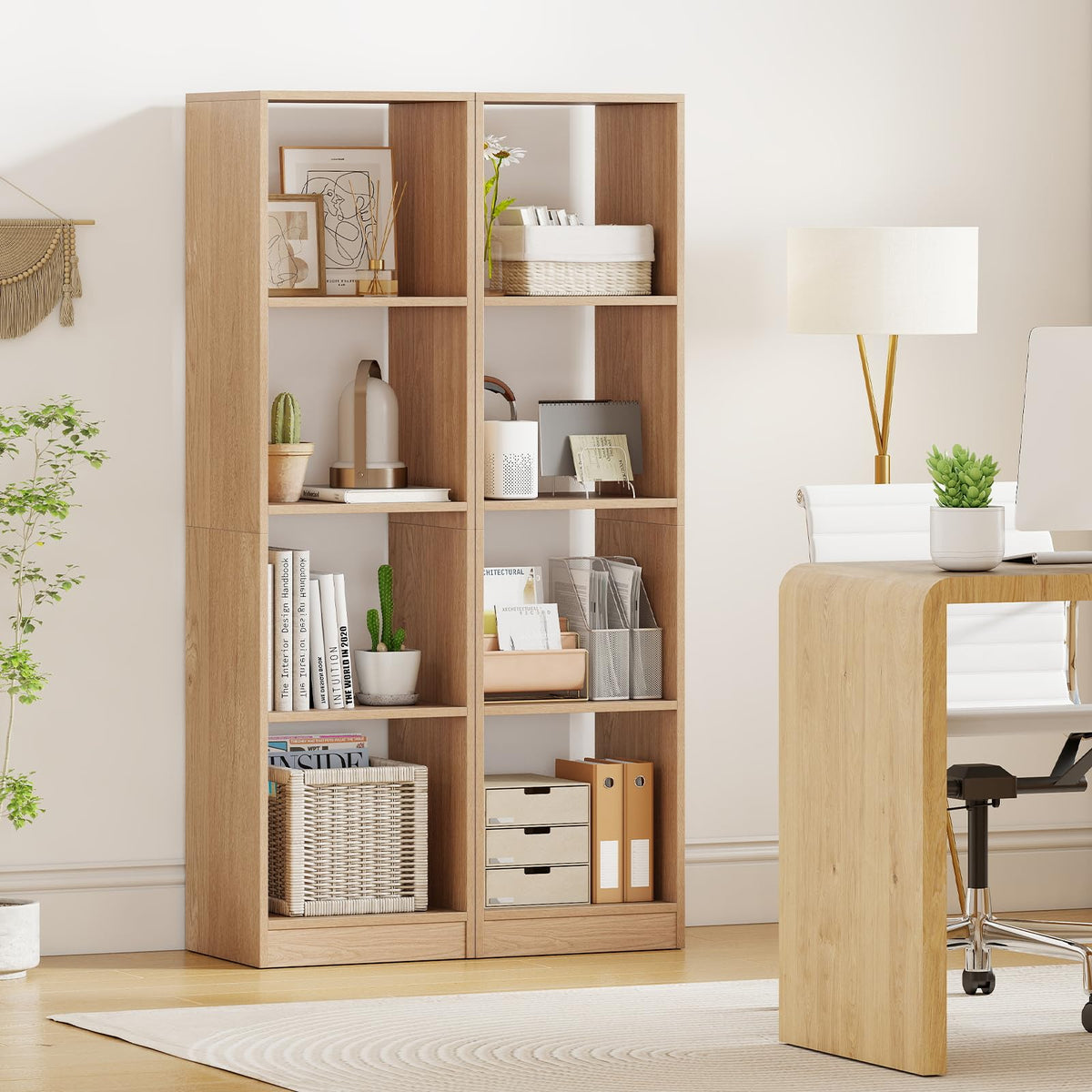 Goflame 56" Tall 4 Cube Bookcase for Small Place