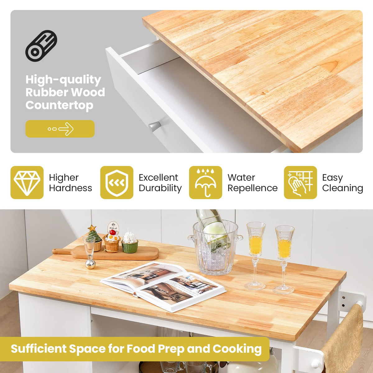 Mobile Kitchen Island Cart - Goflame