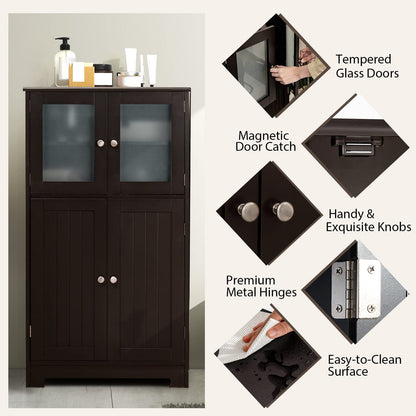 Goflame Storage Cabinet with Doors - Bathroom Floor Cabinet, Freestanding Tall Cabinet