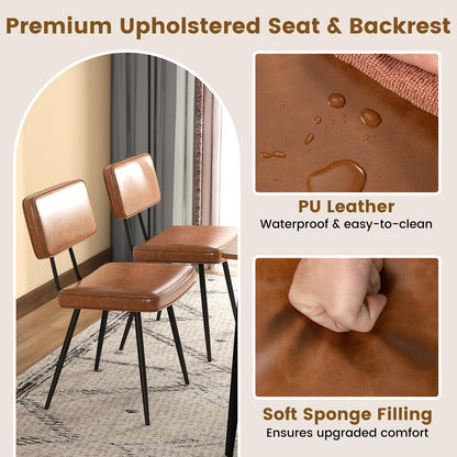 Goflame PU Leather Dining Chairs Set of 2/4, Upholstered Kitchen Chairs w/Padded Backrest & Seat, Metal Legs