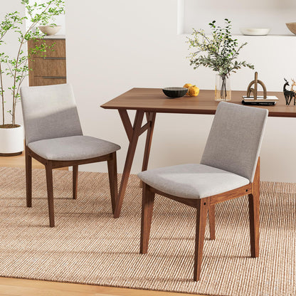 Goflame Upholstered Dining Chairs Set of 2/4, Linen Fabric Wooden Kitchen Chairs w/Rubber Wood Frame