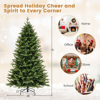 Goflame 7ft Hinged Xmas Full Tree with 470 Warm White & Multicolored LED Lights