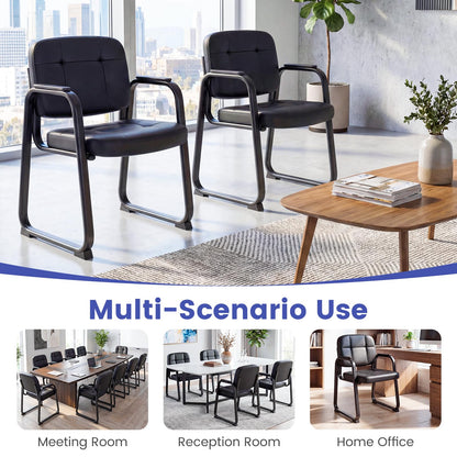 Goflame Waiting Room Leather Office Reception Chairs with Padded Armrests