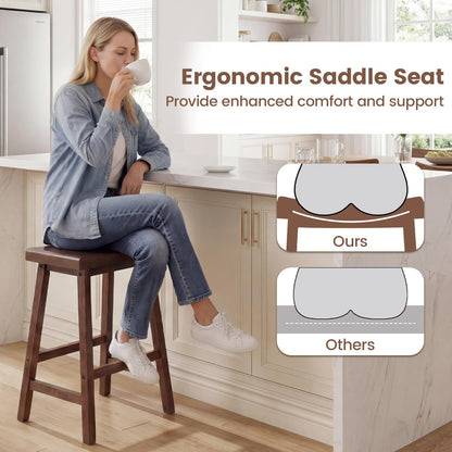 Goflame 24 Inch Counter Height Saddle Bar Stools with Footrest (2/4)