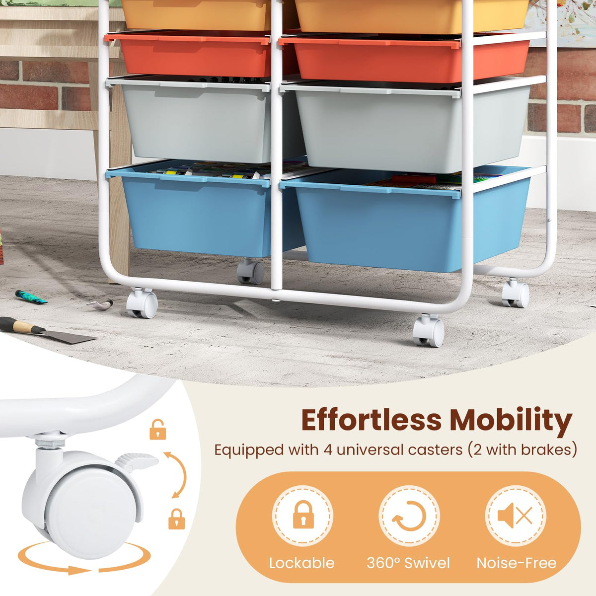 Goflame Rolling Storage Cart with 10 Drawers, Utility Cart