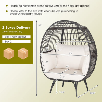 Goflame PE Rattan Egg Chair - Oversized Hammock Chair with Thick Cushions & Sturdy Metal Frame