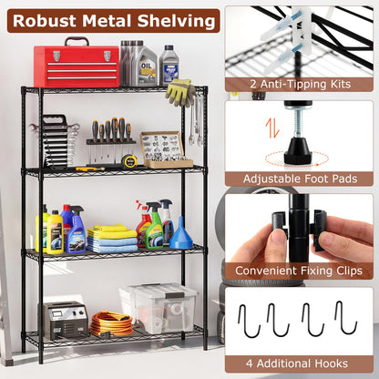 Goflame 4-Tier/5-Tier Metal Storage Shelving Unit with V-Shaped Wire Rack